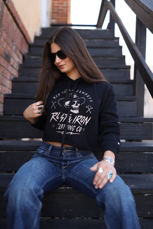 Women’s “Cropped” Red Truck Cowboys Hoodie