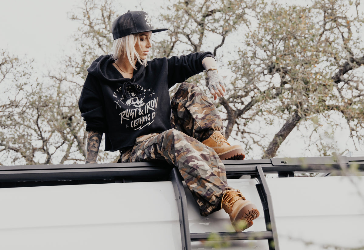Women’s “Cropped” Red Truck Cowboys Hoodie