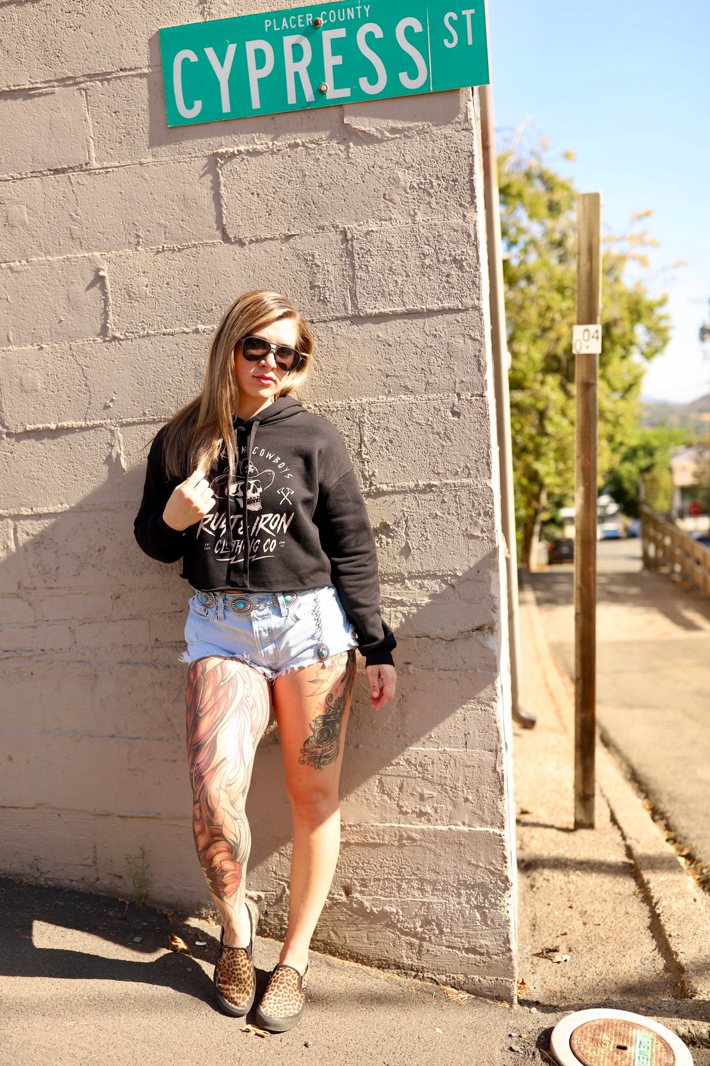 Women’s “Cropped” Red Truck Cowboys Hoodie