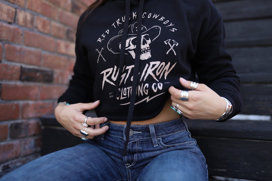 Women’s “Cropped” Red Truck Cowboys Hoodie